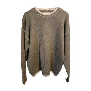 Vtg LG Woolrich John Rich And Bros Wool Sweater Dark Gray & Tan Pullover A24